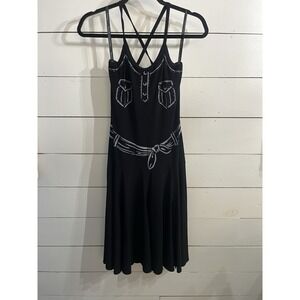 Joseph Ribkoff Dress Size 6 Black White Stretch Shift Sleeveless RARE